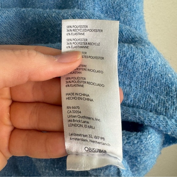 BDG Urban Outfitters Womens Medium Cropped Blue Long Sleeve Casual Sweater Boho - Picture 5 of 8